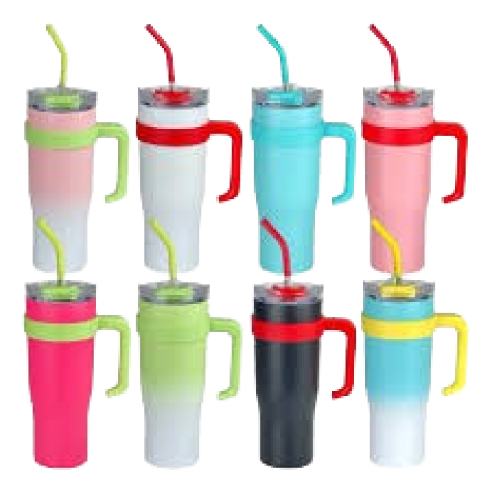 Copo Térmico canudo inox cores variadas 