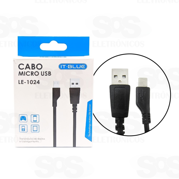 CABO MICRO USB IT BLUE LE-1024 TRANSMISSÃO DE DADOS E CARREGAMENTO